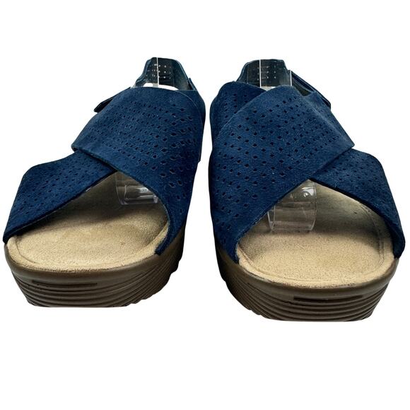 Skechers Perforated Suede Slingback Demi Wedge Comfort Sandals Women's Size 9 - Picture 1 of 9